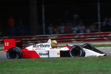 McLaren MP4/4 driving by Ayrton Senna.