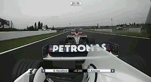 Alonso overtakes Heidfeld 2007 French GP
