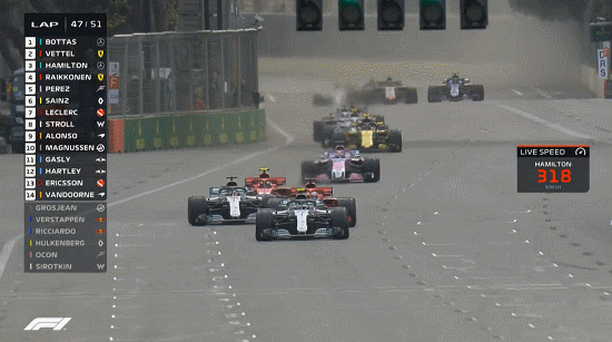 2018 Baku GP - Vettel lock up
